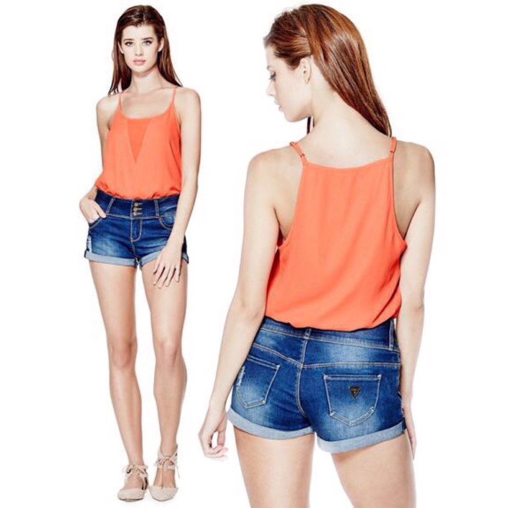 GUESS Women’s Sleeveless Bodysuit Coral Size M